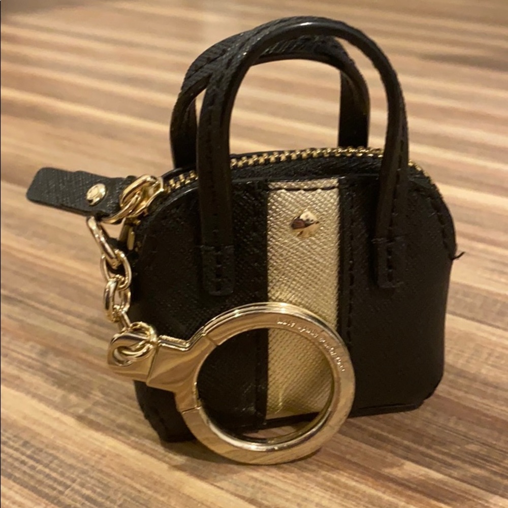 Kate Spade mini Maise black and gold keychain